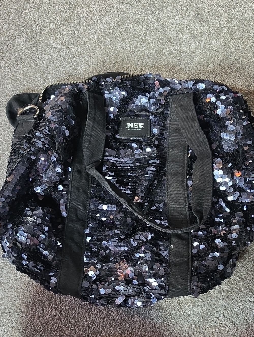 PINK Victoria's Secret Black Sequin Tote Bag